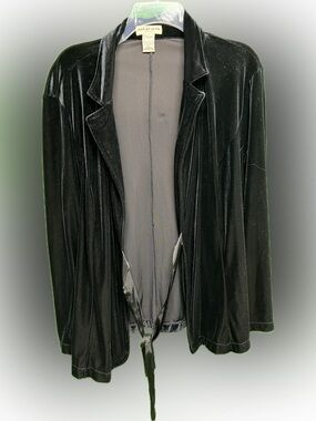 Notations Black Velvet Open-Front Velour Jacket